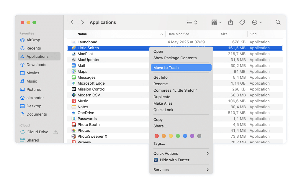 Little Snitch in the Applications folder