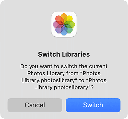 Swith Photos Library popup