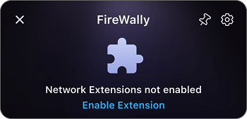 FireWally window when network extension is not enabled