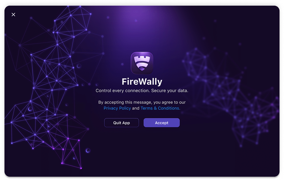 FireWally first startup screen