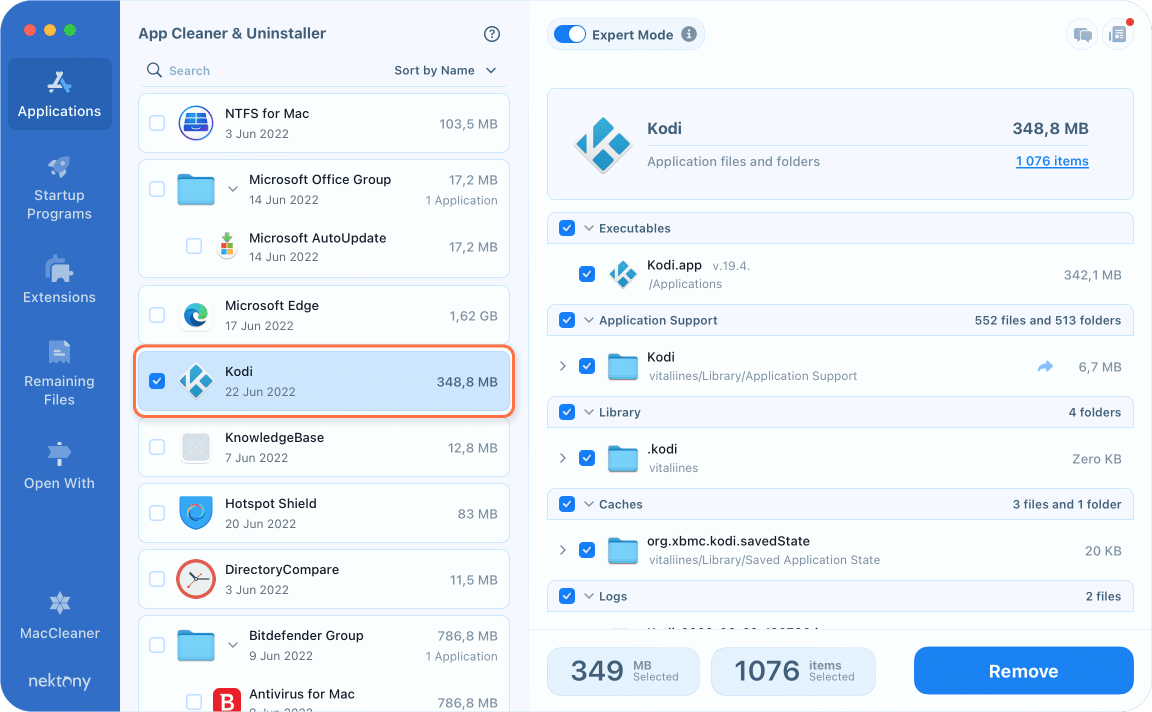 complete removal of Kodi with App Cleaner & Uninstaller