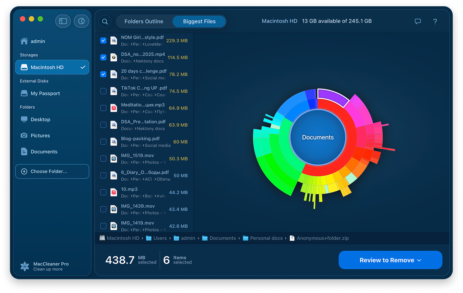 Finder window showing how to hide files with context menu