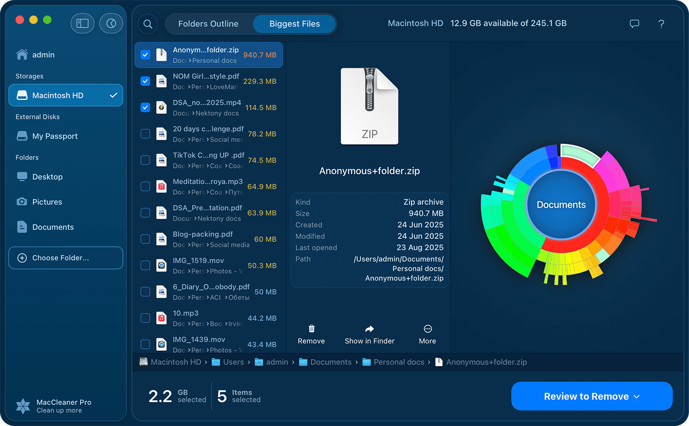 Finder window showing how to hide files with context menu