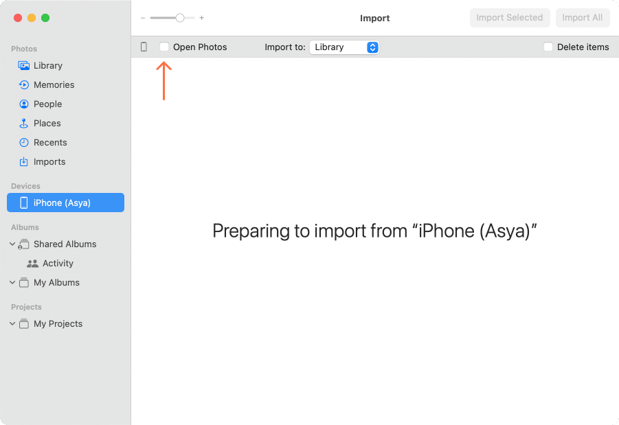 Photos window with the option for autorun
