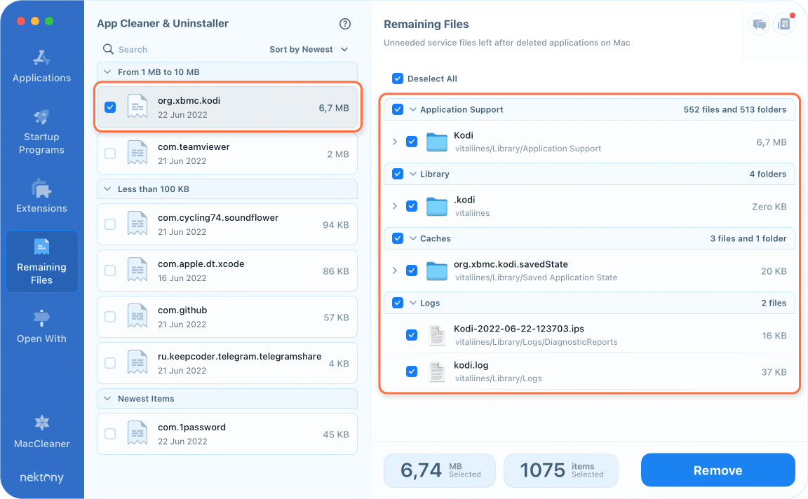 complete removal of Kodi with App Cleaner & Uninstaller