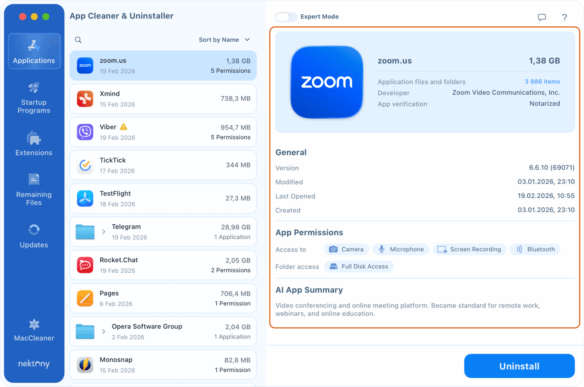 Uninstalling applications on Mac