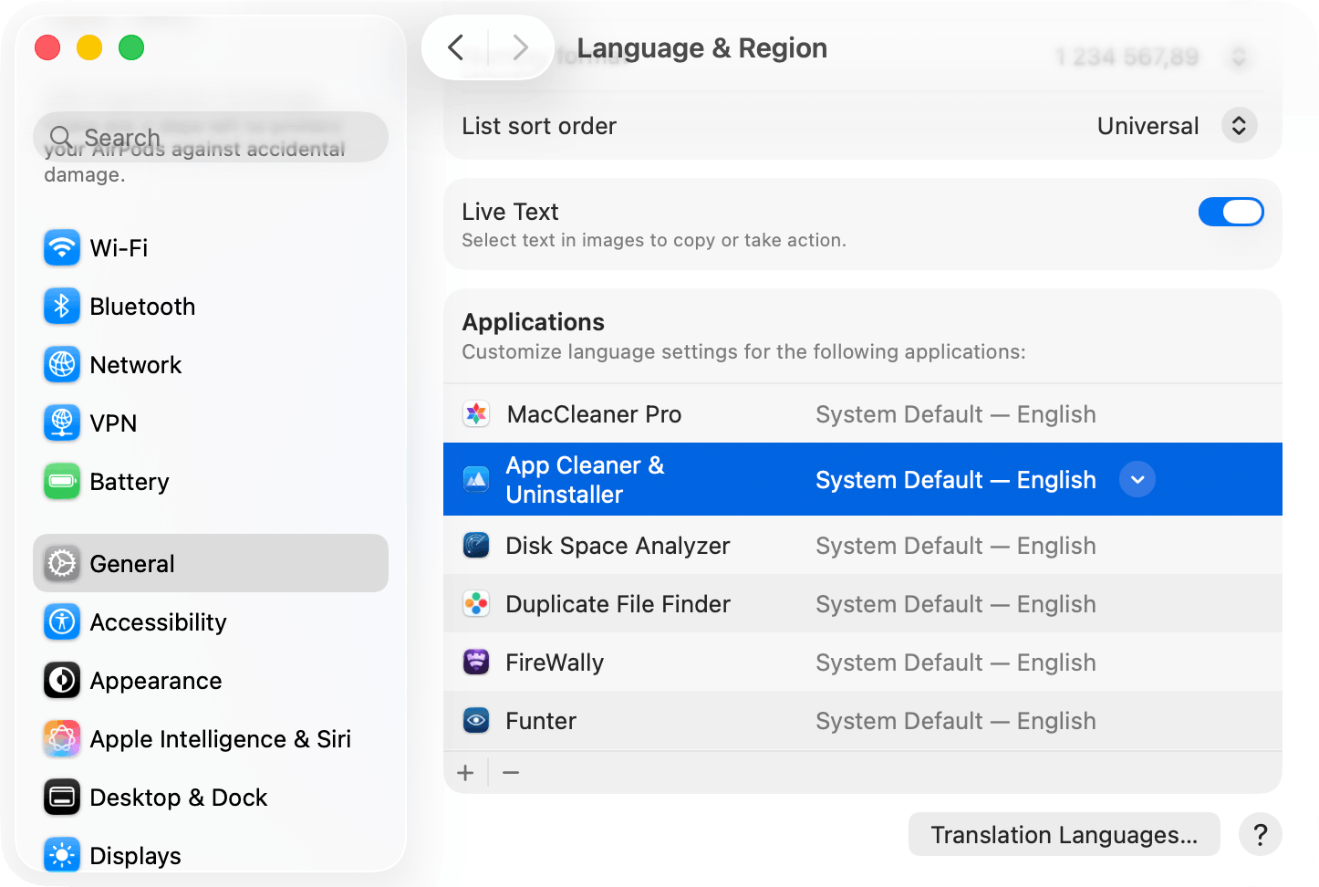 Changing language for an app on a Mac