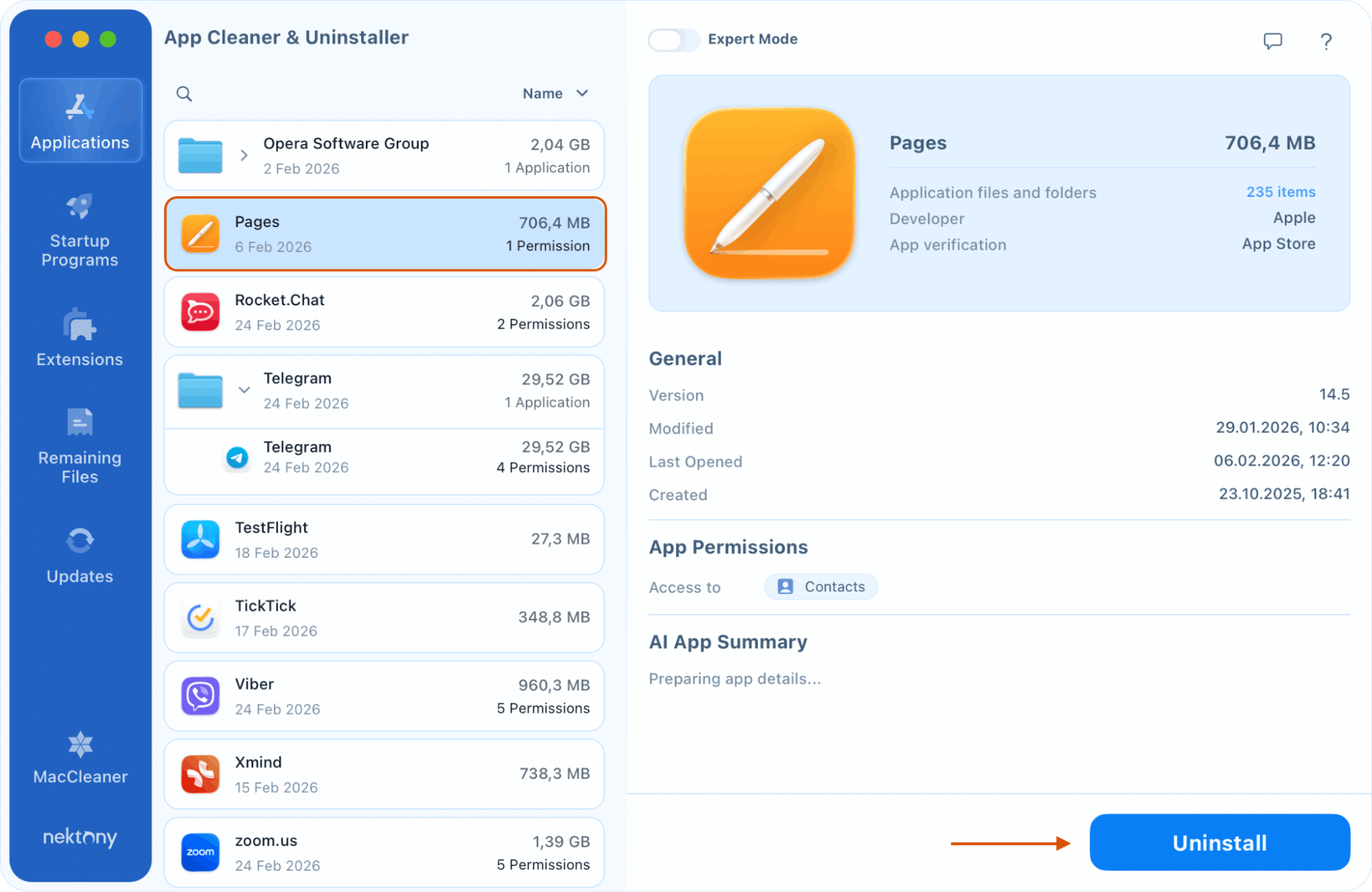 uninstaller in expert mode