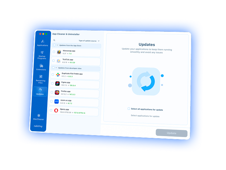 App Cleaner & Uninstaller updates tab