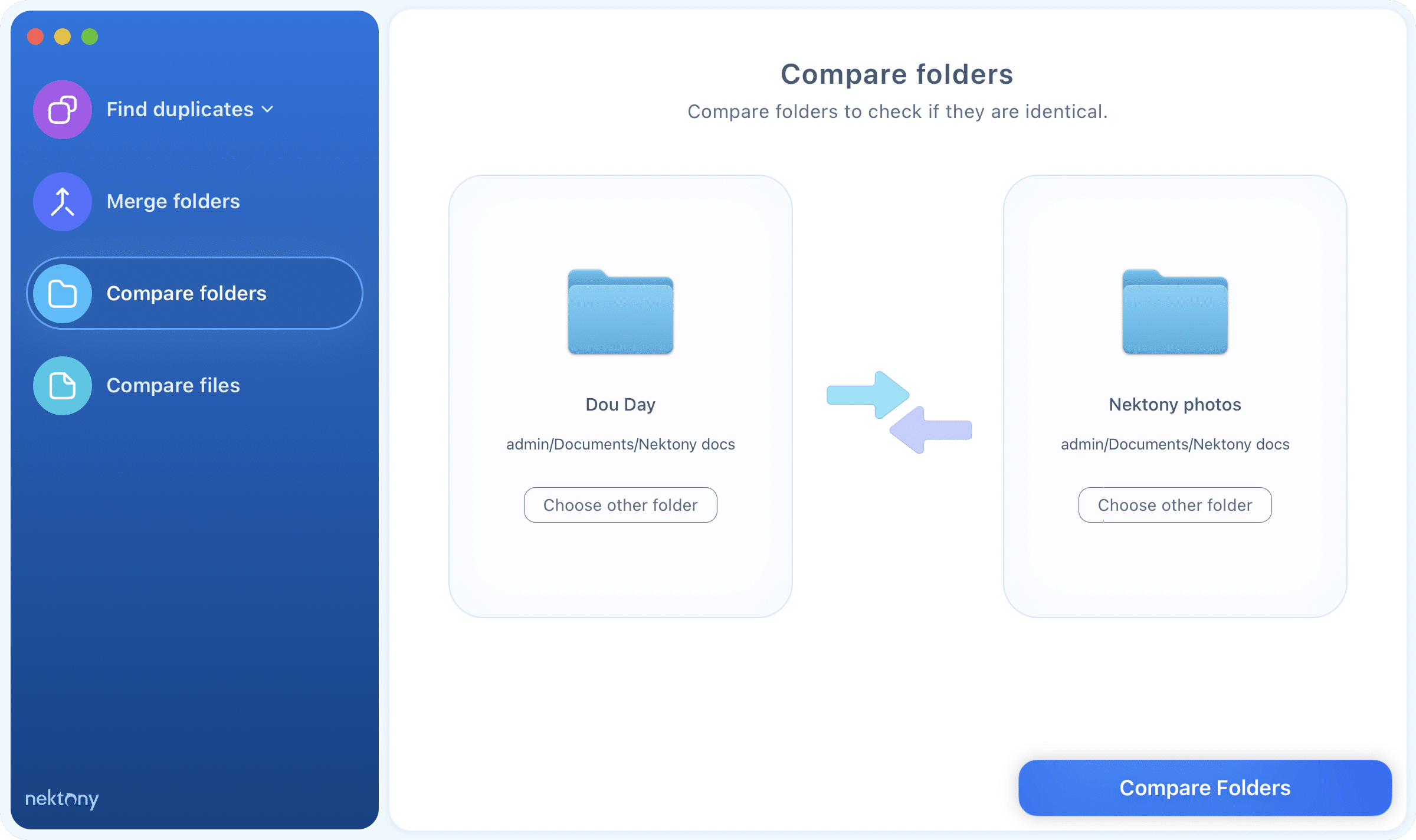 Compare folders with Duplicate File Finder Comparing folders with the app