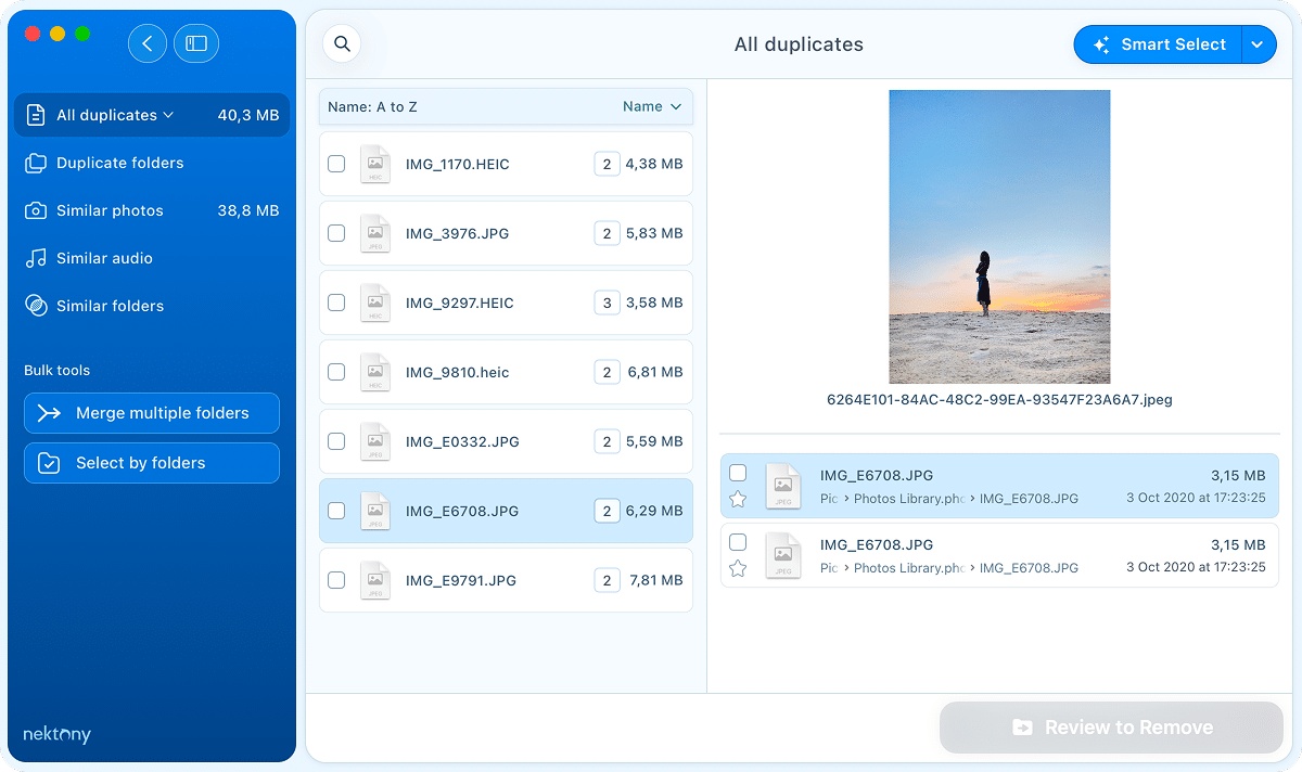 Select duplicates in Photos library Duplicates in Photos library