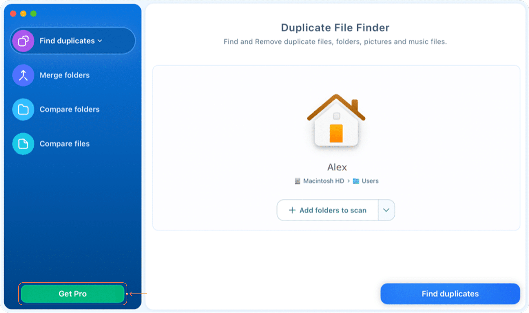 Unlock full version button in Duplicate File Finder