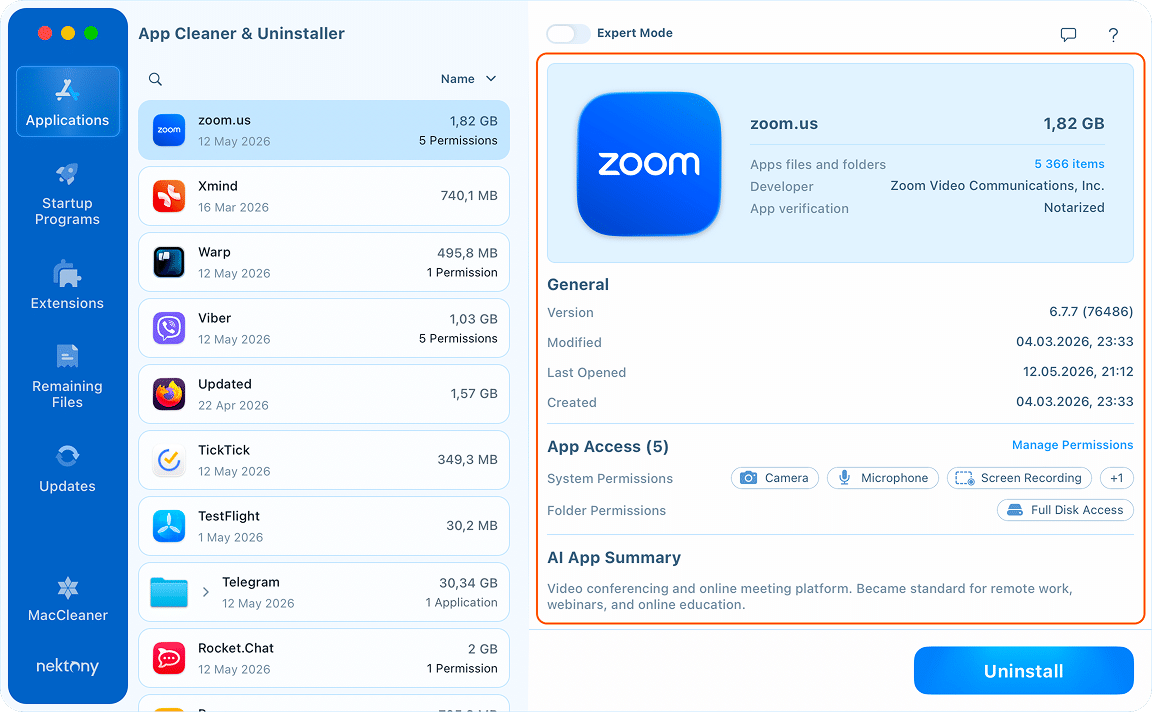 Uninstalling applications on Mac