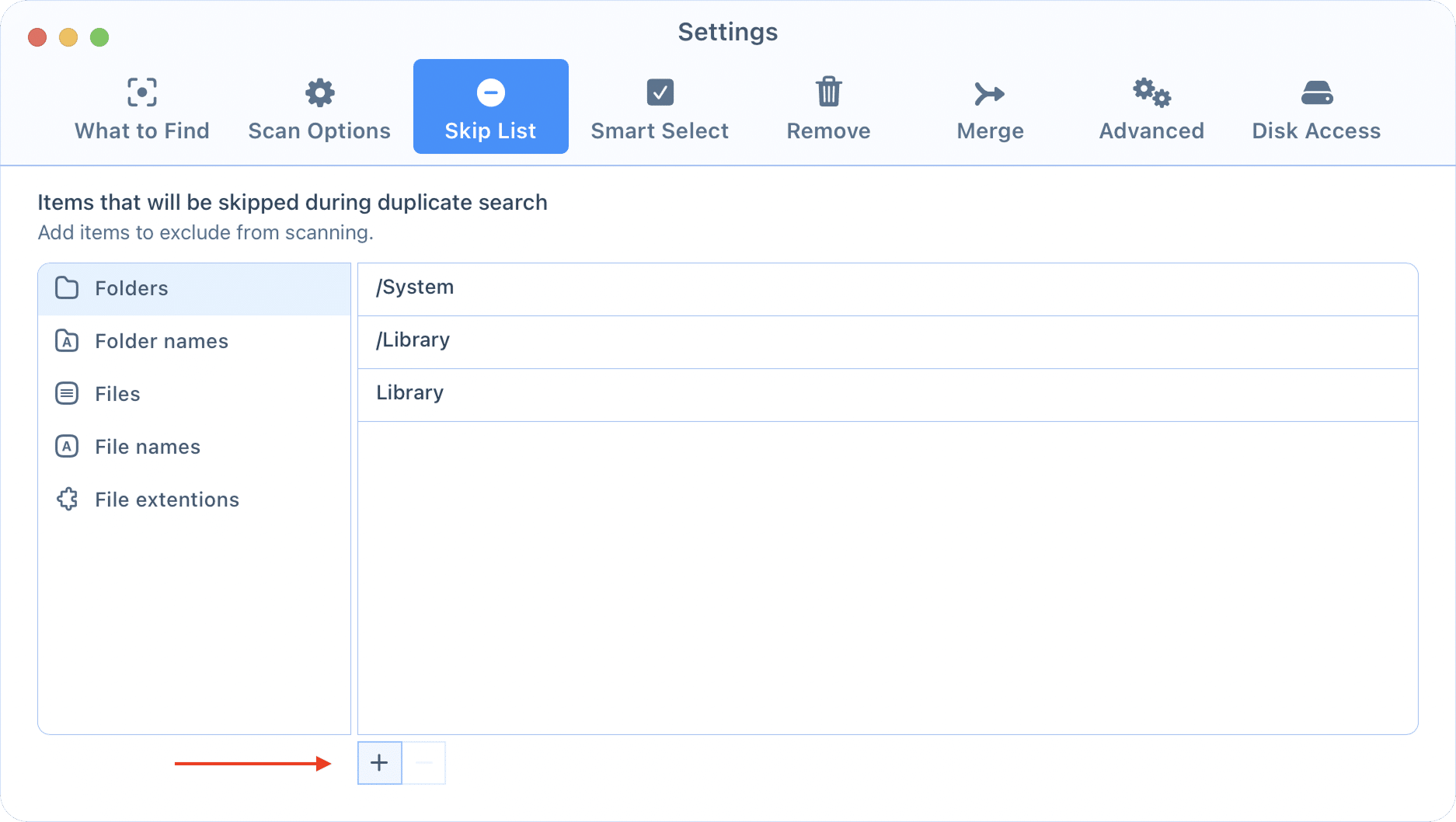 Duplicate File Finder settings window