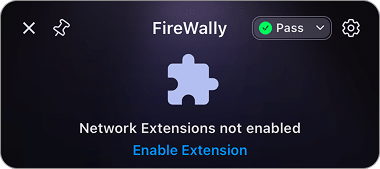 FireWally window when network extension is not enabled