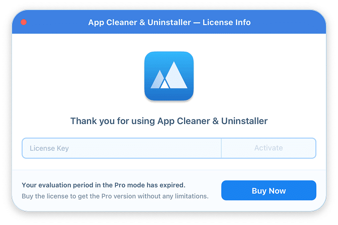 License Info window in App Cleaner & Uninstaller with the license key field and the Activate button