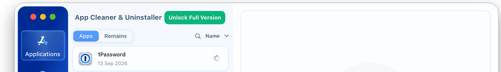 Green Unlock Full Version button at the top of the App Cleaner & Uninstaller window